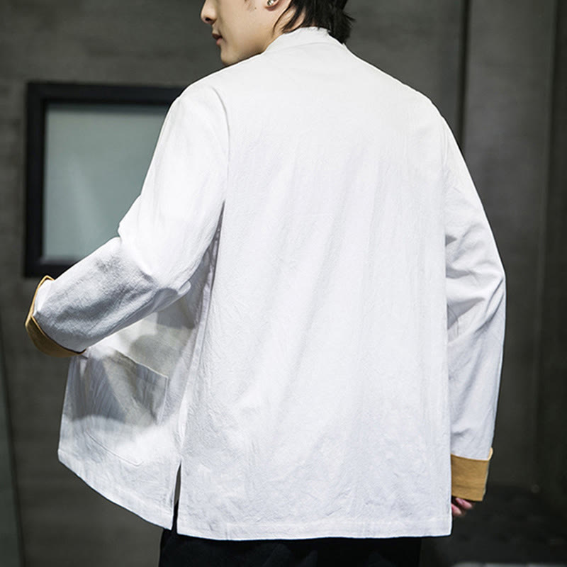 Buddha Stones刺繍鶴柄カエルボタンメンズコットン長袖ジャケットポケット付き - image 10