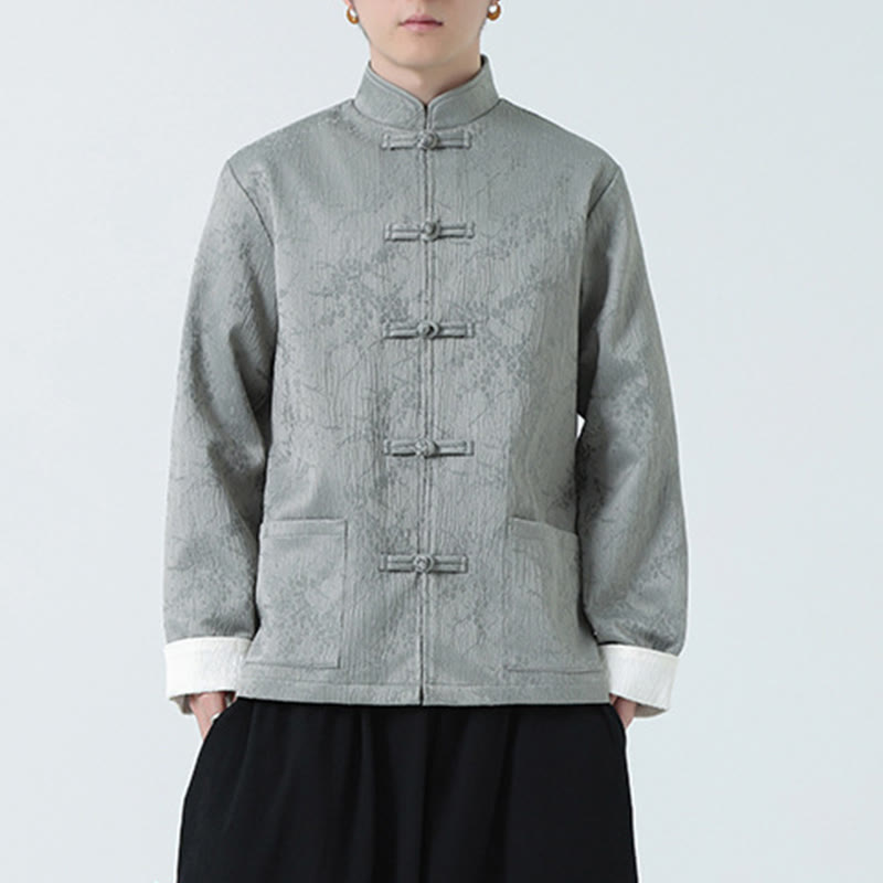 Buddha Stonesジャカード スタンドカラー 長袖 メンズ コットンジャケット ポケット付き - image 11