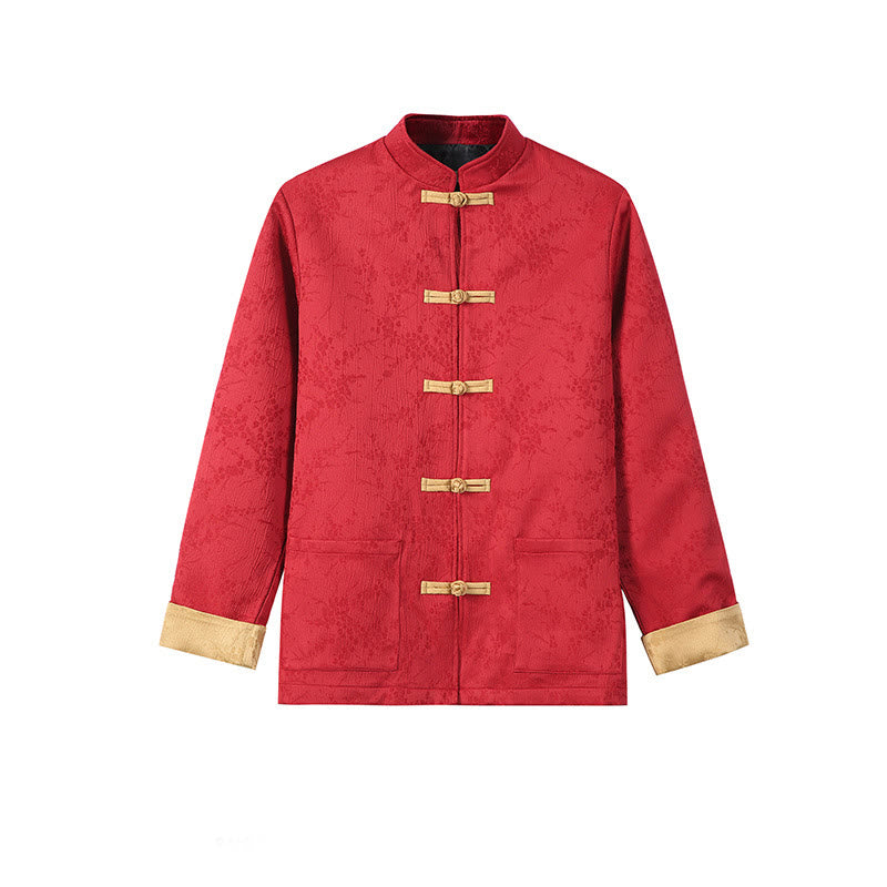 Buddha Stonesジャカード スタンドカラー 長袖 メンズ コットンジャケット ポケット付き - image 1