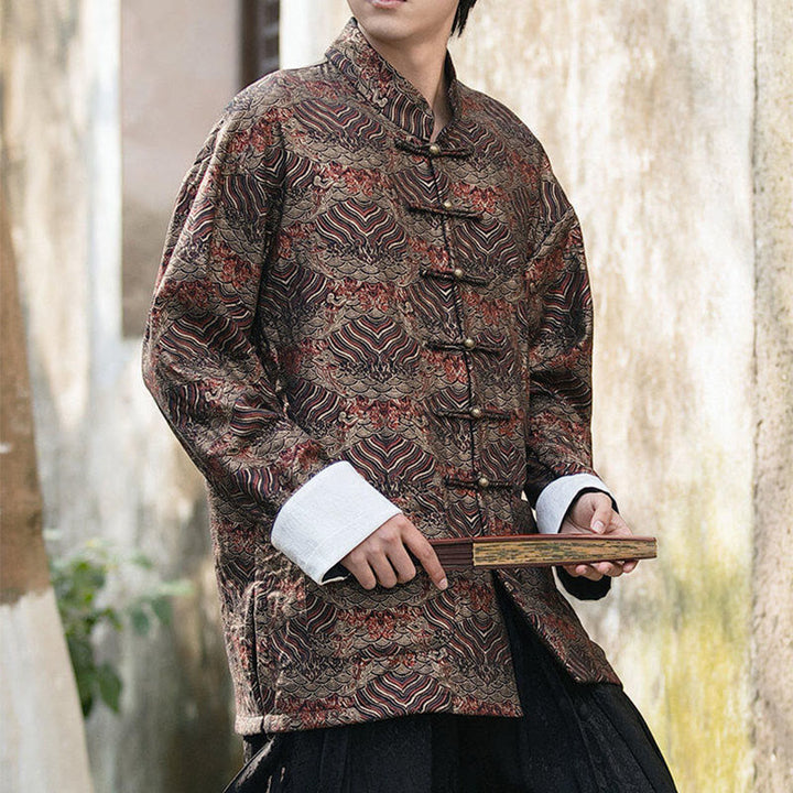 Buddha Stonesプリント花柄メンズボタンデザイン長袖シャツ（ポケット付き） - image 19