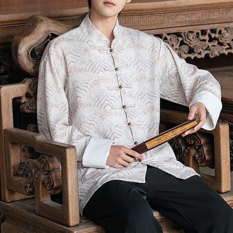 Buddha Stonesプリント花柄メンズボタンデザイン長袖シャツ（ポケット付き） - image 15