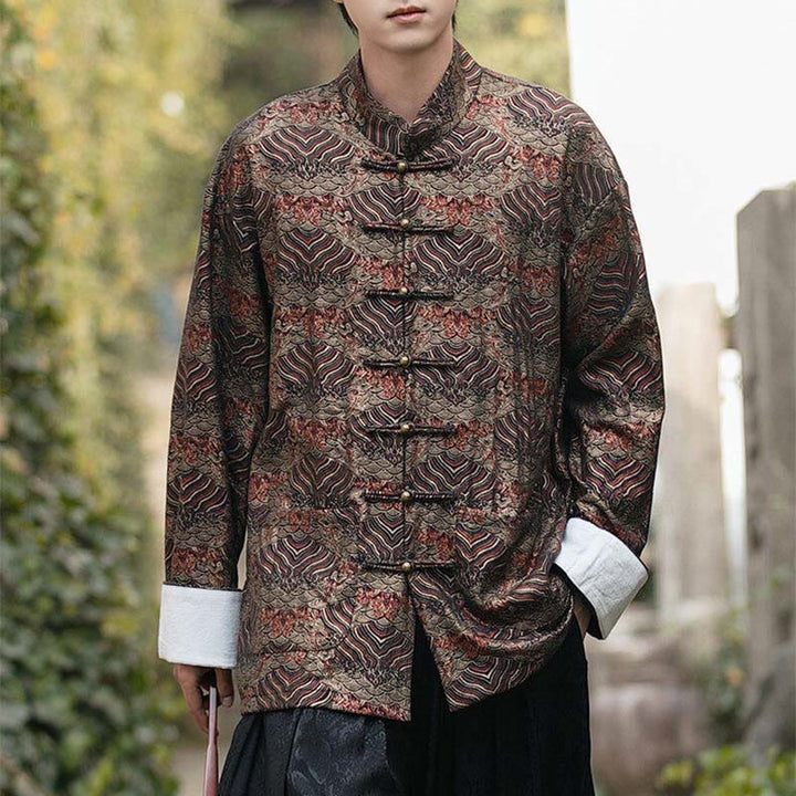 Buddha Stonesプリント花柄メンズボタンデザイン長袖シャツ（ポケット付き） - image 23