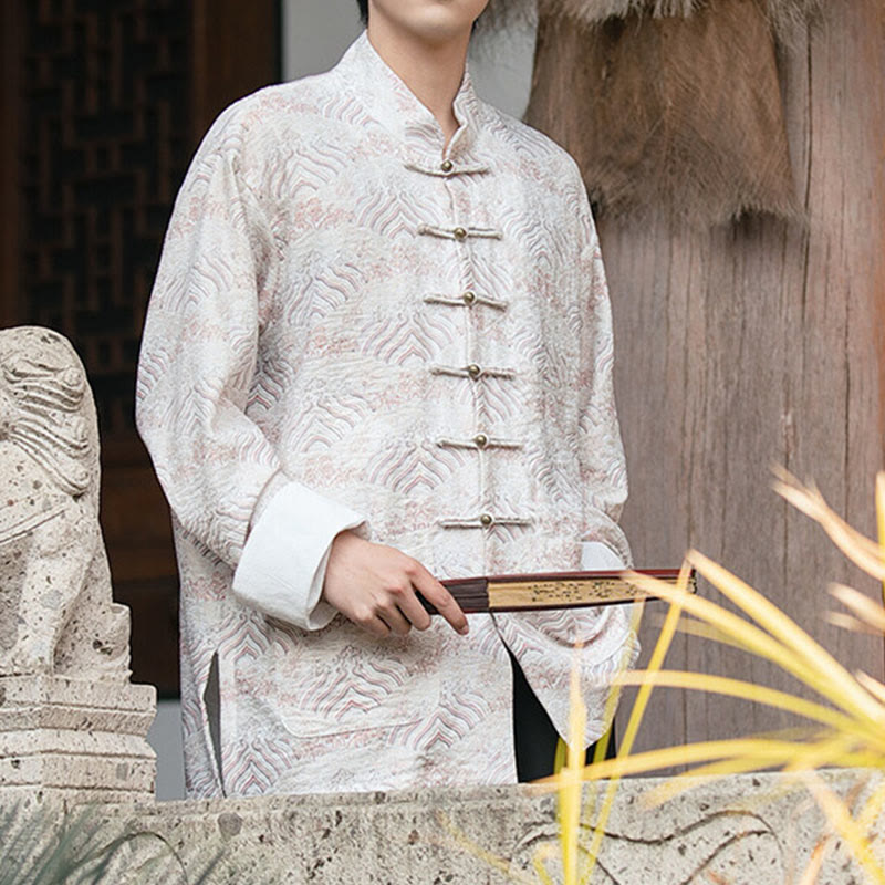 Buddha Stonesプリント花柄メンズボタンデザイン長袖シャツ（ポケット付き） - image 11