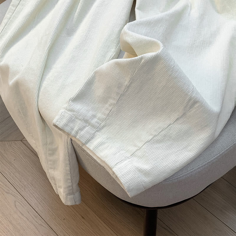 Buddha Stones無地 伸縮性ウエストバンドデザイン レディース ワイドレッグ コーデュロイ コットンパンツ ポケット付き - image 12