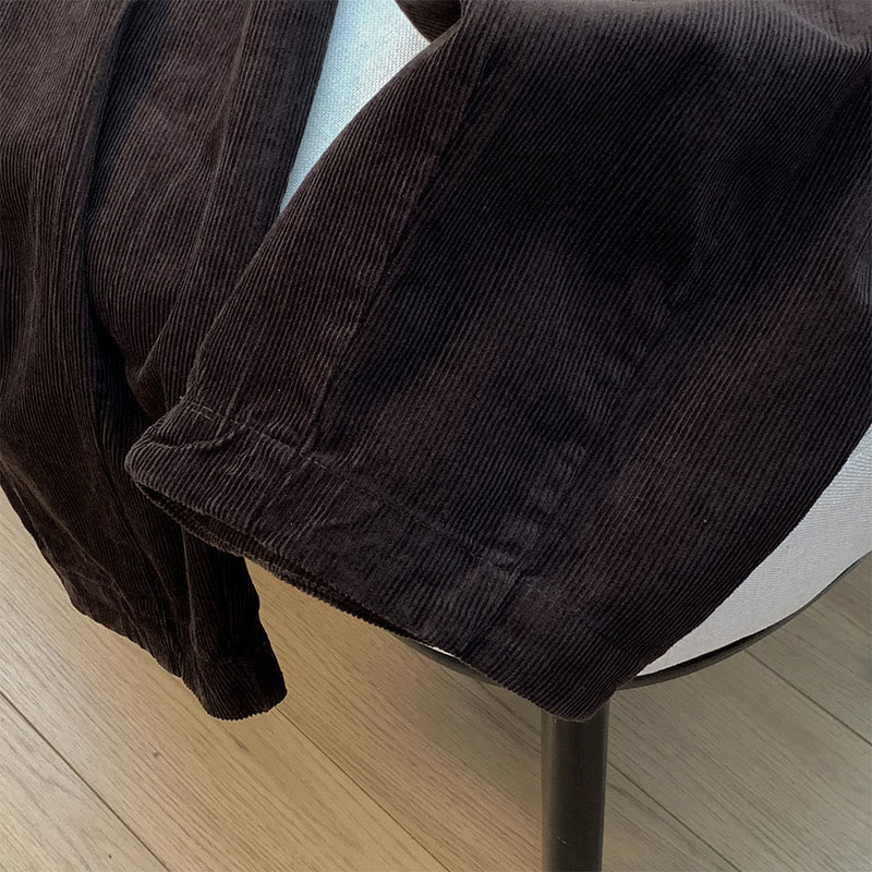 Buddha Stones無地 伸縮性ウエストバンドデザイン レディース ワイドレッグ コーデュロイ コットンパンツ ポケット付き - image 16