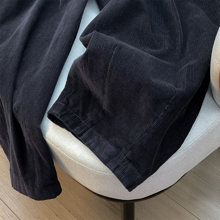 Buddha Stones無地 伸縮性ウエストバンドデザイン レディース ワイドレッグ コーデュロイ コットンパンツ ポケット付き - image 21