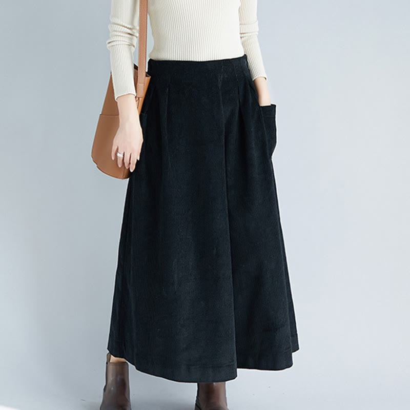 Buddha Stonesレディース プレーンサイドジッパーデザイン ワイドレッグ コーデュロイ 7-8丈パンツ ポケット付き - image 17