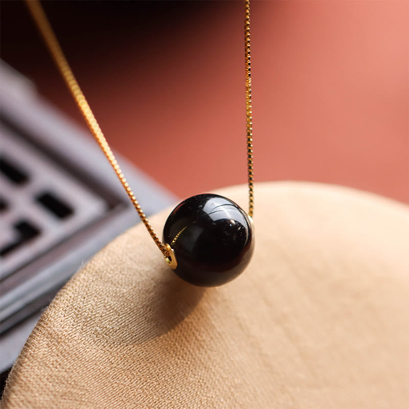 Buddha Stones925スターリングシルバー アンバーラウンドビーズ コンフィデンスフォーカスペンダントネックレス - 琥珀と925スターリングシルバー - image 0