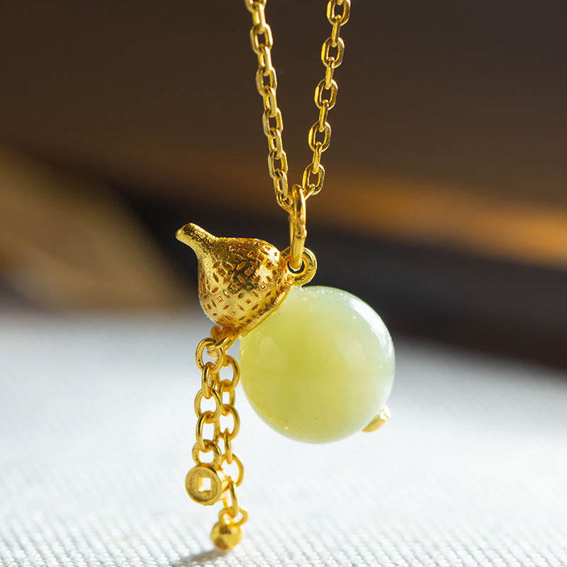 Buddha Stones 925スターリングシルバー ひょうたん型 和田翡翠 幸運の豊かさペンダントネックレス - 翡翠と925スターリングシルバー - image 0