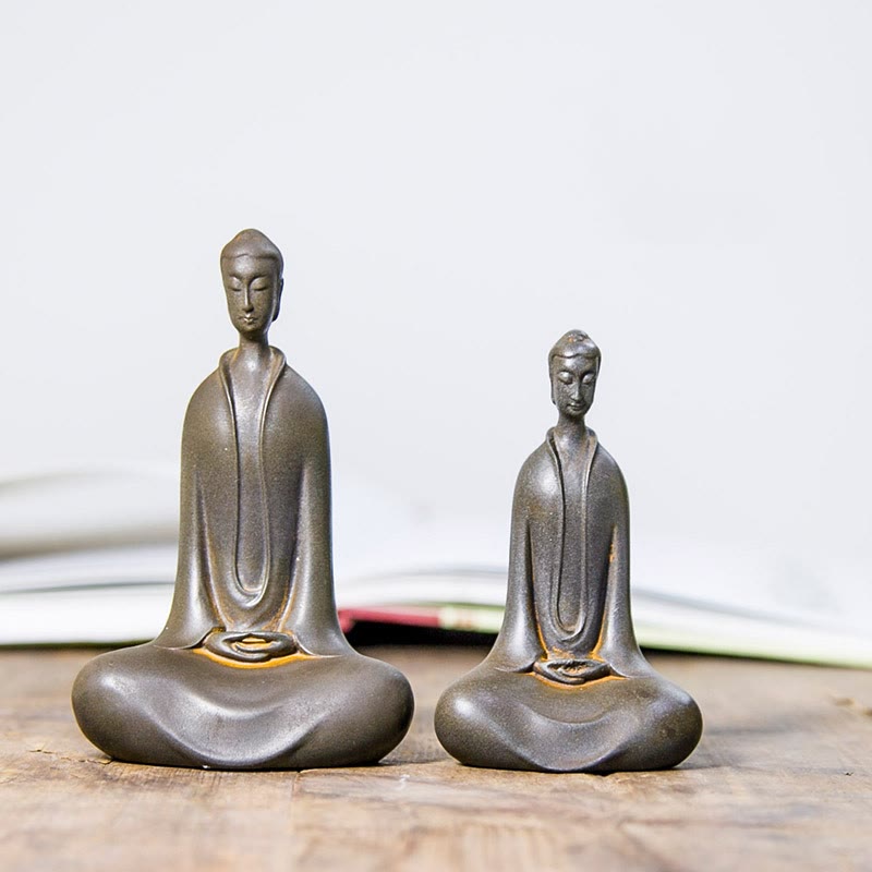 Buddha Stones手作り 釈迦牟尼仏 鉄粉 錆 鋳造 樹脂 像 家の装飾 - image 26