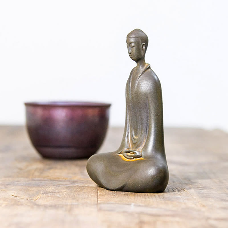 Buddha Stones手作り 釈迦牟尼仏 鉄粉 錆 鋳造 樹脂 像 家の装飾 - image 16