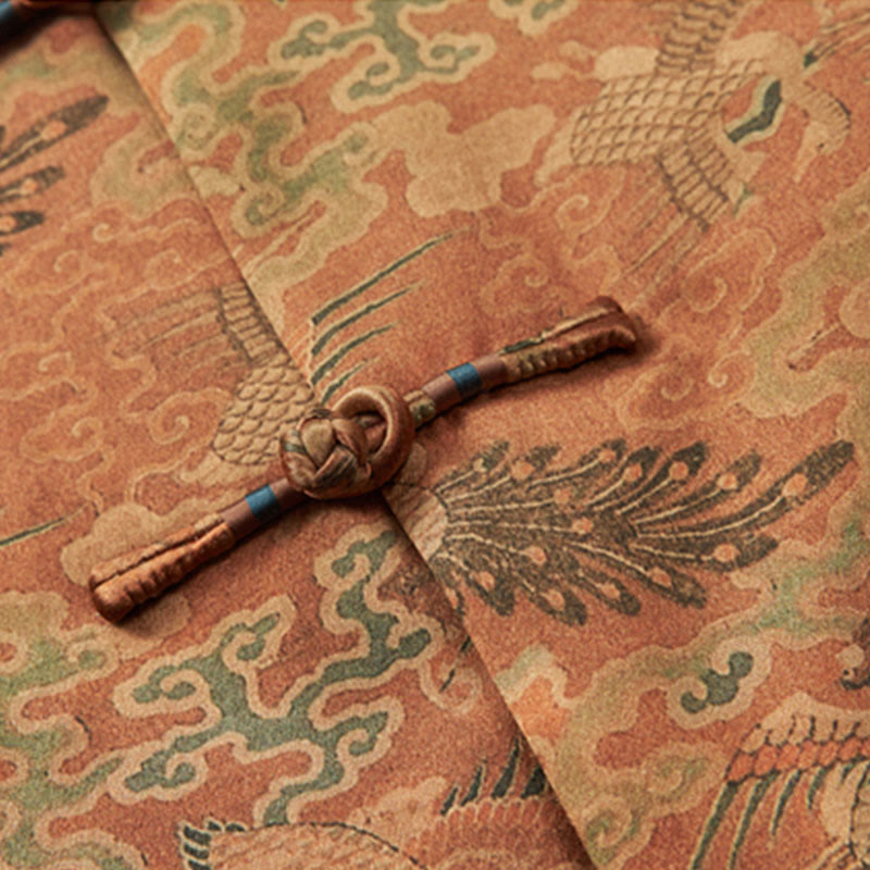 Buddha Stones 100% マルベリーシルク 30匁 鳳凰 吉祥雲 長袖 メンズジャケット - image 7