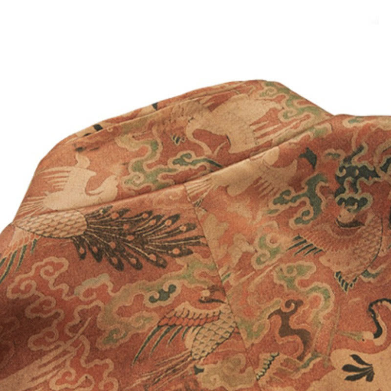 Buddha Stones 100% マルベリーシルク 30匁 鳳凰 吉祥雲 長袖 メンズジャケット - image 6