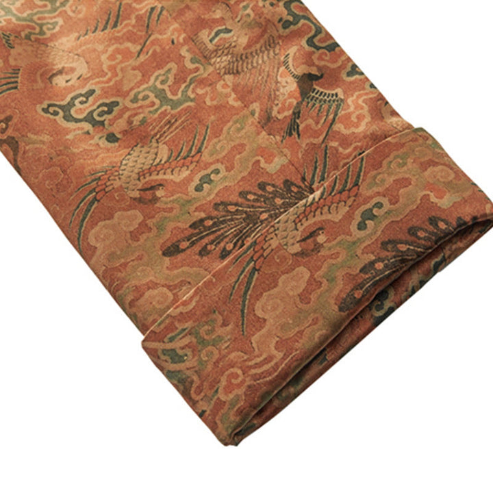 Buddha Stones 100% マルベリーシルク 30匁 鳳凰 吉祥雲 長袖 メンズジャケット - image 11