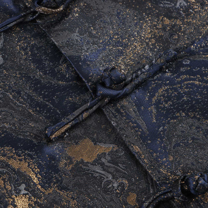 Buddha Stonesと青い流水山カエルボタンの長袖メンズジャケット（ポケット付き） - image 7