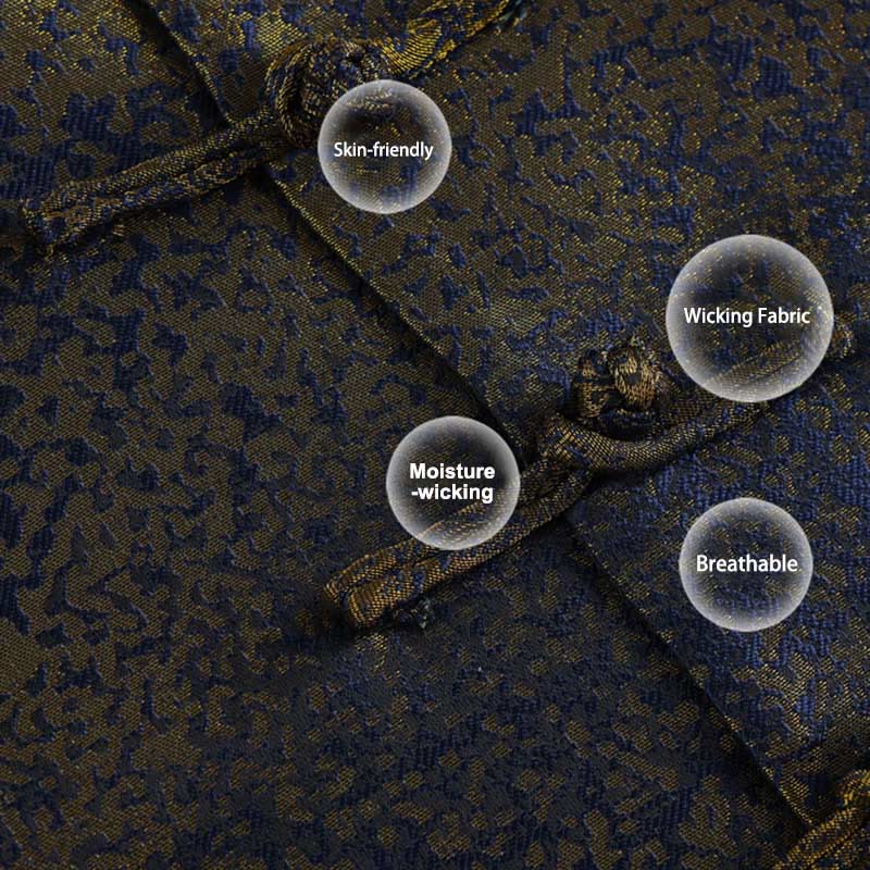 Buddha Stonesゴールデンデザートブルーフラワー カエルボタン 長袖 メンズジャケット ポケット付き - image 6