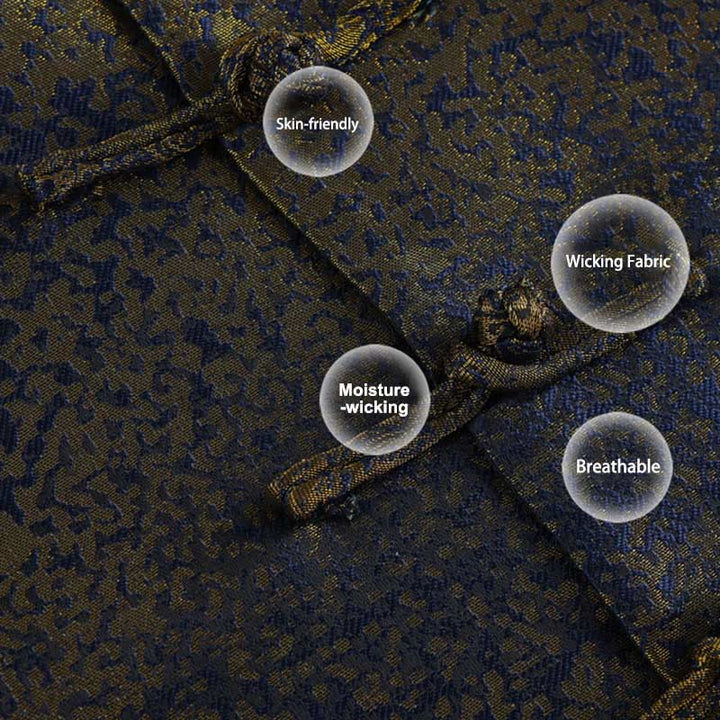 Buddha Stonesゴールデンデザートブルーフラワー カエルボタン 長袖 メンズジャケット ポケット付き - image 6