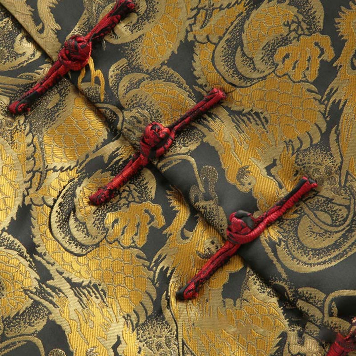 Buddha Stones冬用 ドラゴン ジャカード 暖かい フロッグボタン 長袖 メンズ ジャケット ポケット付き - image 7