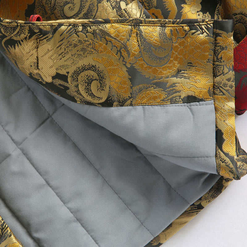 Buddha Stones冬用 ドラゴン ジャカード 暖かい フロッグボタン 長袖 メンズ ジャケット ポケット付き - image 12