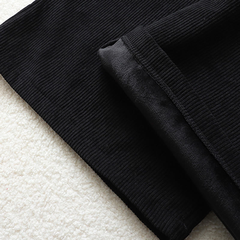 Buddha Stonesフリース裏地 ハイウエスト レディース ワイドレッグ コーデュロイ コットンパンツ ポケット付き - image 15