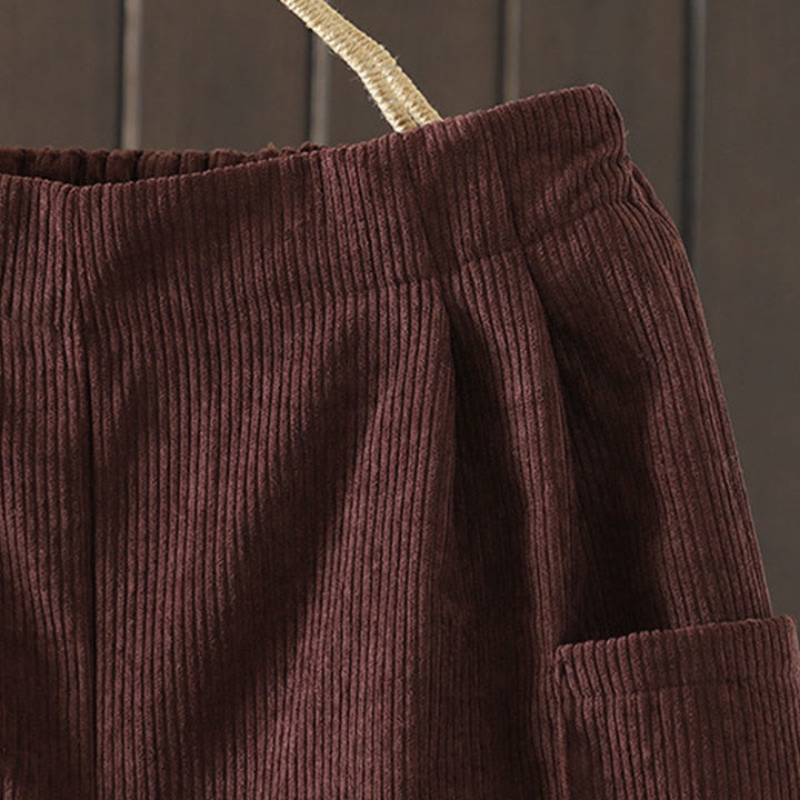 Buddha Stonesフリース裏地 ハイウエスト レディース ワイドレッグ コーデュロイ コットンパンツ ポケット付き - image 4