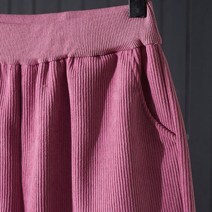 Buddha Stones冬用 レディース ワイドレッグ コーデュロイ コットン サーマル フリース裏地 ポケット付きパンツ - image 4