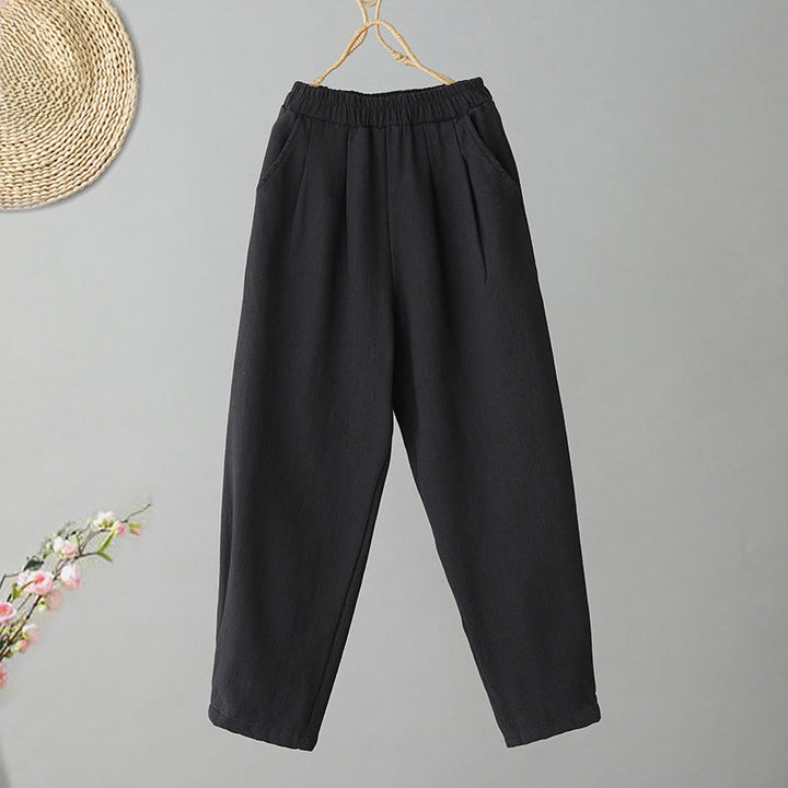 Buddha Stones冬用 レディース コットン サーマル フリース裏地 アンクル丈 パンツ ポケット付き - 黒 - US8-10，UK/AU12-14，EU40-42 (2XL) - image 6