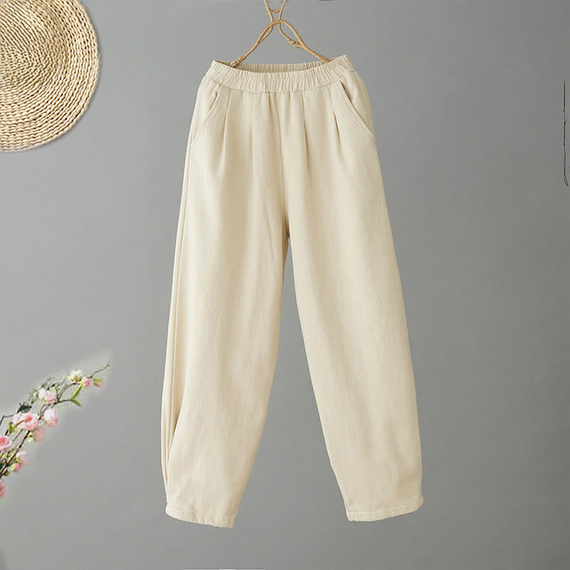 Buddha Stones冬用 レディース コットン サーマル フリース裏地 アンクル丈 パンツ ポケット付き - ライトゴールデンロッドイエロー - US8-10，UK/AU12-14，EU40-42 (2XL) - image 0