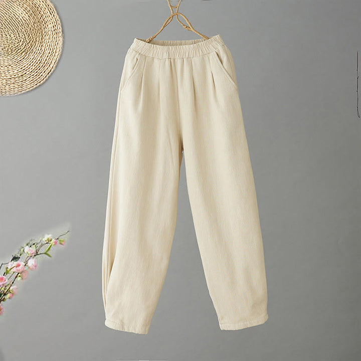 Buddha Stones冬用 レディース コットン サーマル フリース裏地 アンクル丈 パンツ ポケット付き - ライトゴールデンロッドイエロー - US8-10，UK/AU12-14，EU40-42 (2XL) - image 0