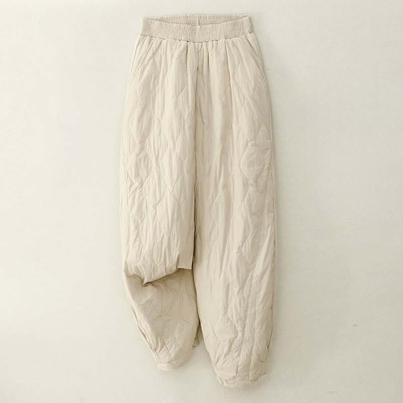 Buddha Stones冬用 無地 レディース コットン サーマルパンツ ポケット付き - ベージュ - US8-10，UK/AU12-14，EU40-42 (2XL) - image 0