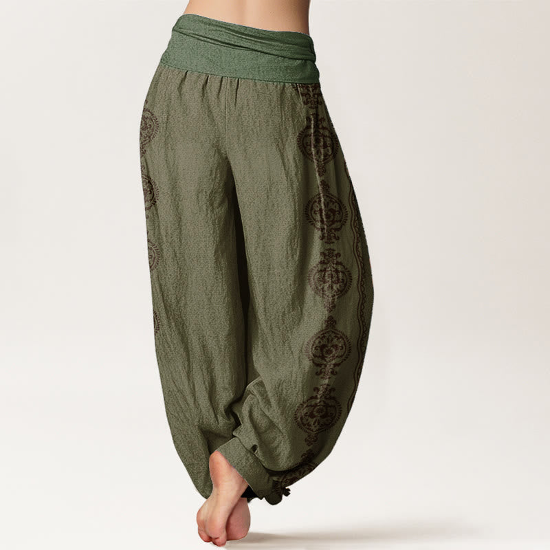Buddha Stonesピュアコットン マンダラオーム・マニ・パドメ・フムレディース 伸縮性ウエスト ハーレムパンツ - image 7