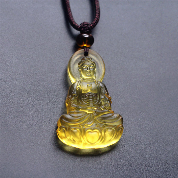 Buddha Stonesリュウリ クリスタル メディスン ブッダ セレニティ ネックレス ペンダント - image 4