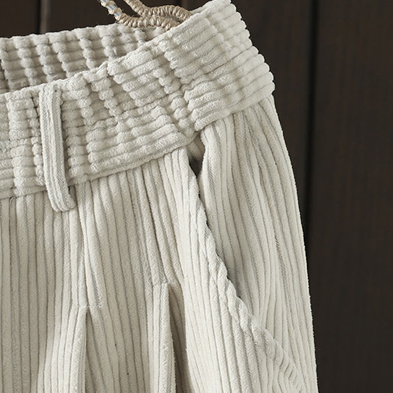 Buddha Stonesレディース 冬用 無地 コーデュロイ コットン ハイウエスト フリース裏地 ハーレムパンツ ポケット付き - image 4