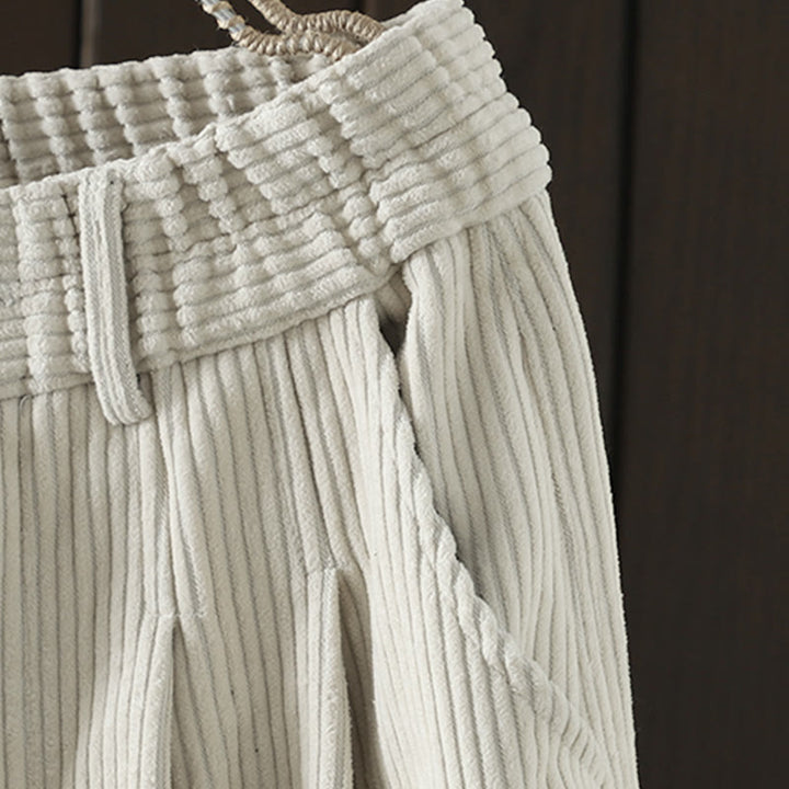 Buddha Stonesレディース 冬用 無地 コーデュロイ コットン ハイウエスト フリース裏地 ハーレムパンツ ポケット付き - image 4