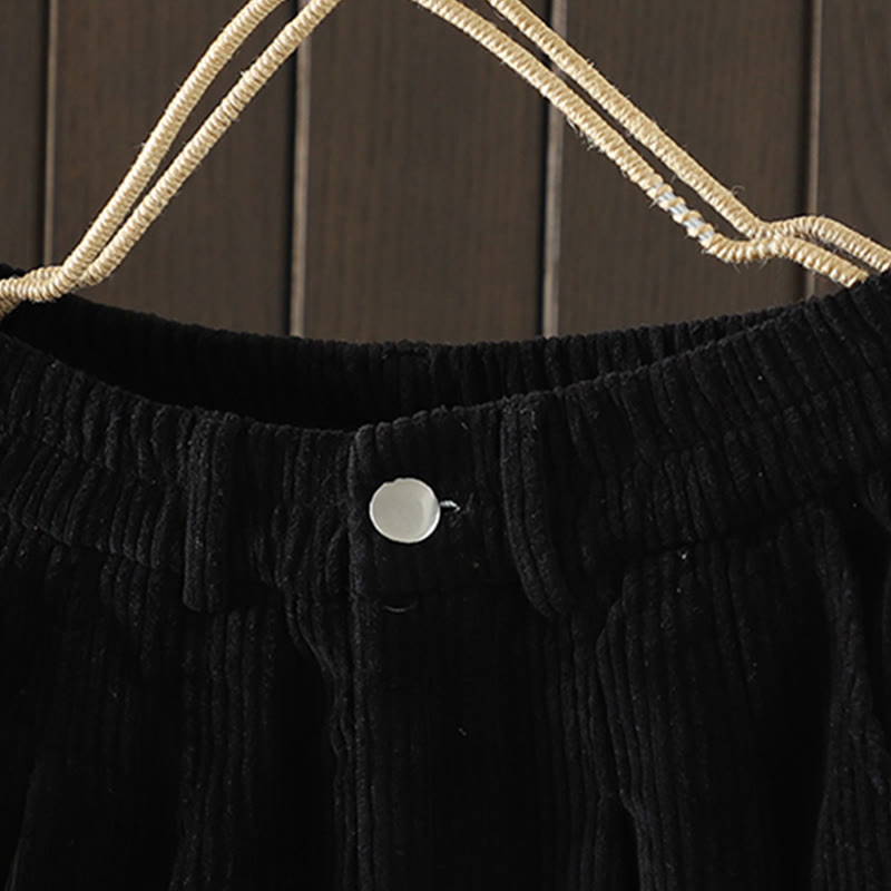 Buddha Stonesレディース 冬用 無地 コーデュロイ コットン ハイウエスト フリース裏地 ハーレムパンツ ポケット付き - image 13