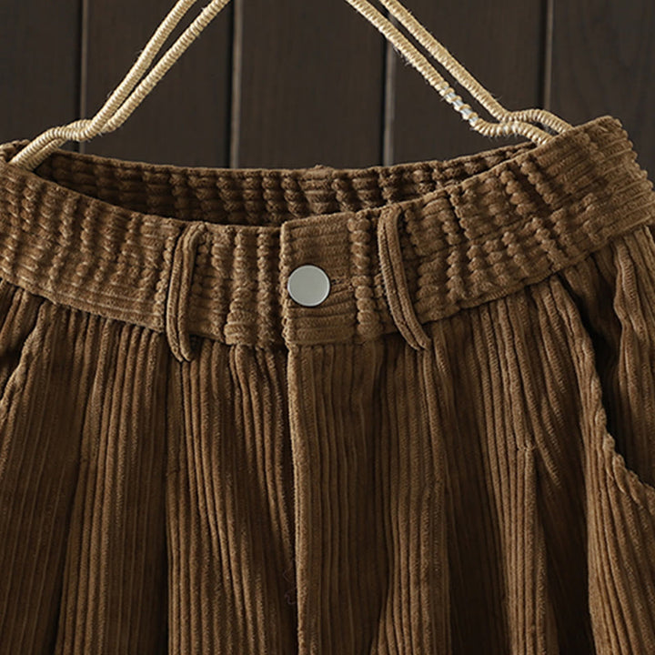 Buddha Stonesレディース 冬用 無地 コーデュロイ コットン ハイウエスト フリース裏地 ハーレムパンツ ポケット付き - image 19