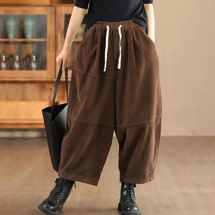 Buddha Stonesレディース ドローストリングデザイン コットンコーデュロイ サーマルフリース裏地 ポケット付きパンツ - サドルブラウン - US14、 UK/AU18、 EU46 (4XL) - image 6