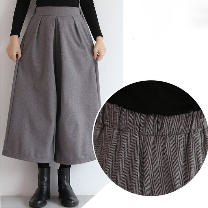 Buddha Stones無地 伸縮性ウエストバンドデザイン レディース 7-8丈 ワイドレッグパンツ ポケット付き - image 10