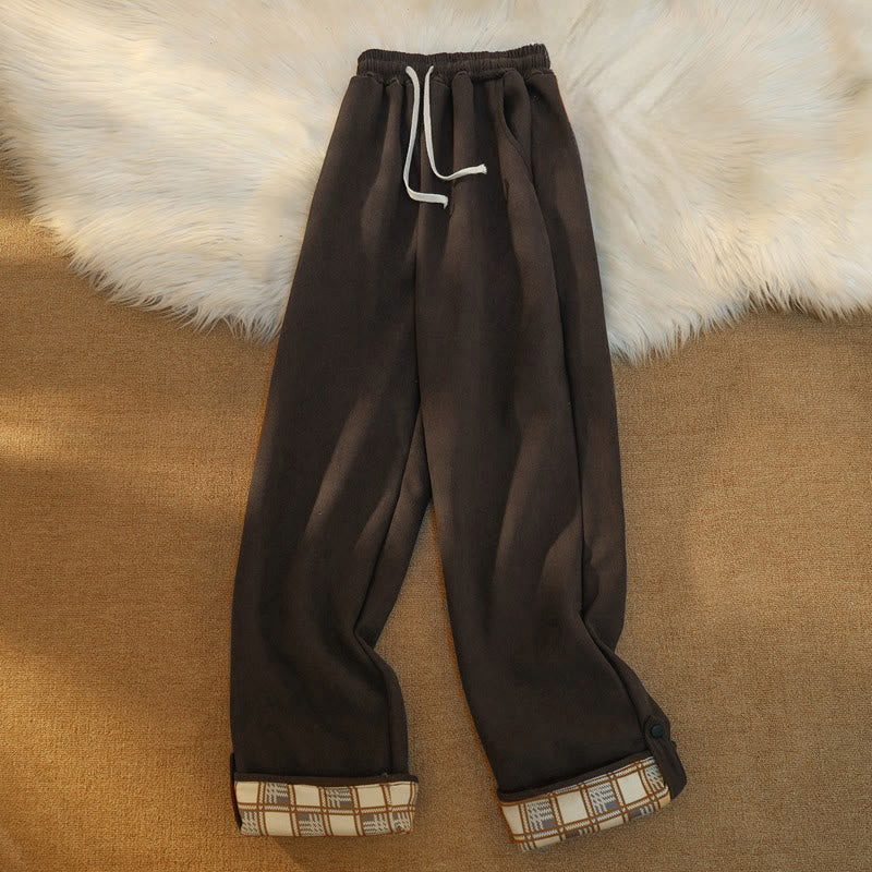Buddha Stonesレディース パッチワーク コットン コーデュロイ フリース裏地 ワイドレッグパンツ ポケット付き - image 5