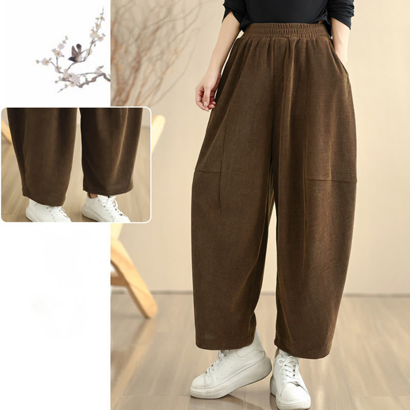 Buddha Stonesレディース 秋冬 パッチワーク 無地 コーデュロイ ハーレムパンツ ポケット付き - image 16