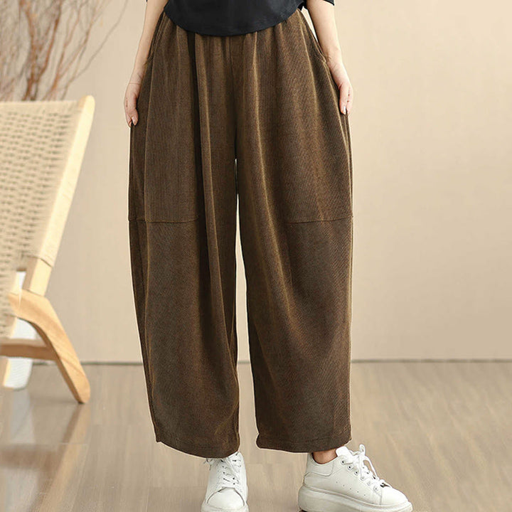 Buddha Stonesレディース 秋冬 パッチワーク 無地 コーデュロイ ハーレムパンツ ポケット付き - image 8