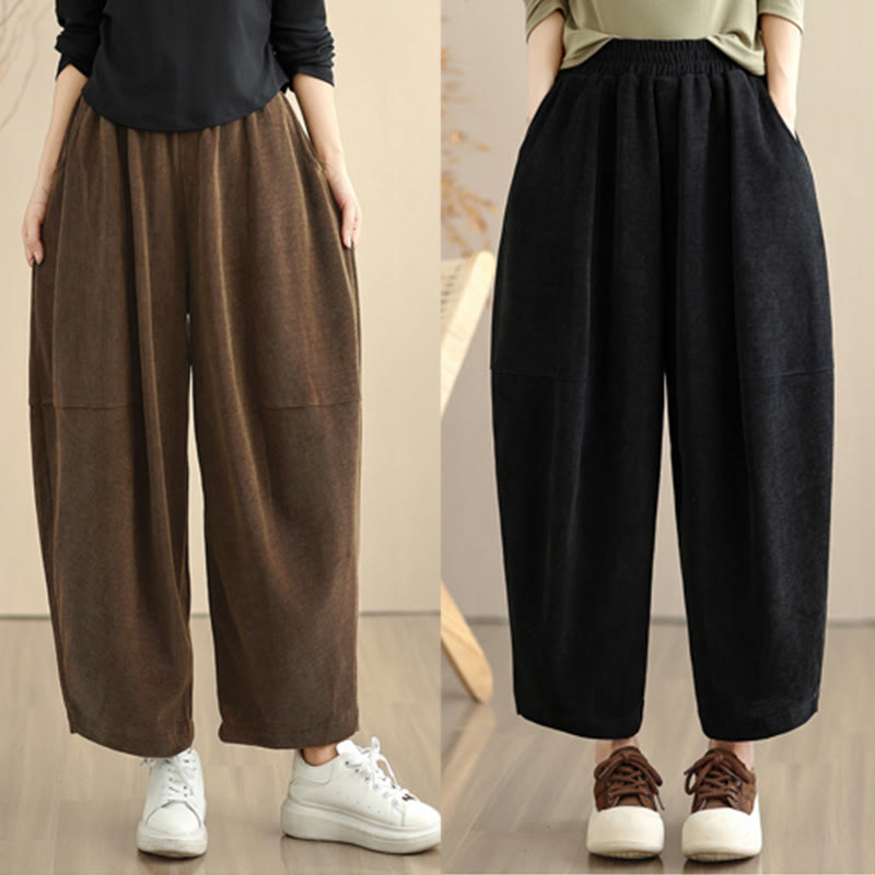 Buddha Stonesレディース 秋冬 パッチワーク 無地 コーデュロイ ハーレムパンツ ポケット付き - image 26