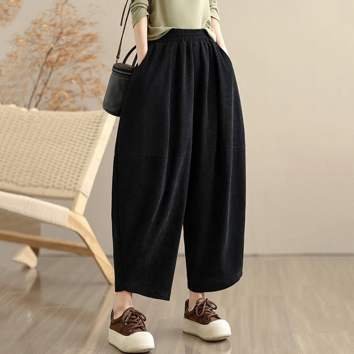 Buddha Stonesレディース 秋冬 パッチワーク 無地 コーデュロイ ハーレムパンツ ポケット付き - image 22