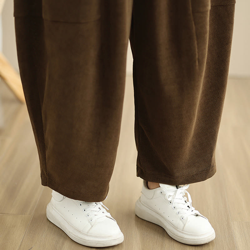 Buddha Stonesレディース 秋冬 パッチワーク 無地 コーデュロイ ハーレムパンツ ポケット付き - image 13