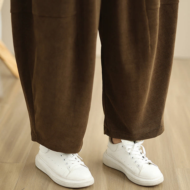 Buddha Stonesレディース 秋冬 パッチワーク 無地 コーデュロイ ハーレムパンツ ポケット付き - image 13