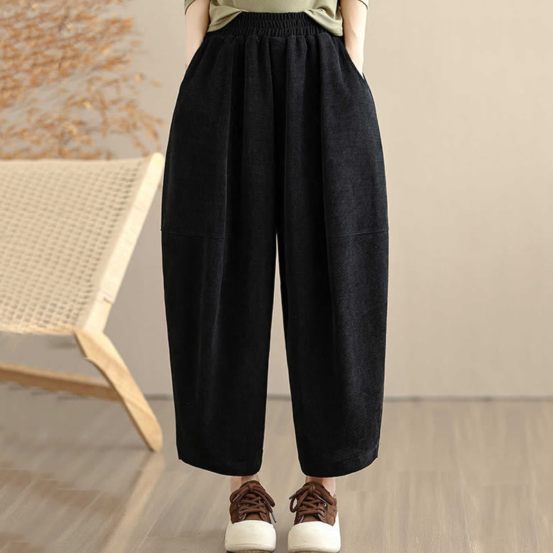 Buddha Stonesレディース 秋冬 パッチワーク 無地 コーデュロイ ハーレムパンツ ポケット付き - 黒 - US8-10，UK/AU12-14，EU40-42 (2XL) - image 17