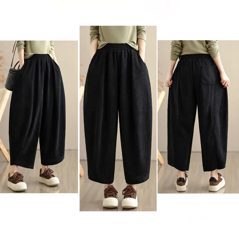 Buddha Stonesレディース 秋冬 パッチワーク 無地 コーデュロイ ハーレムパンツ ポケット付き - image 24