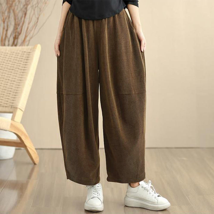 Buddha Stonesレディース 秋冬 パッチワーク 無地 コーデュロイ ハーレムパンツ ポケット付き - image 7