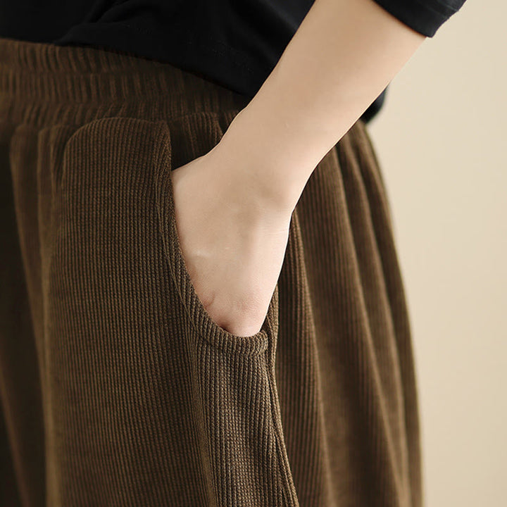 Buddha Stonesレディース 秋冬 パッチワーク 無地 コーデュロイ ハーレムパンツ ポケット付き - image 12