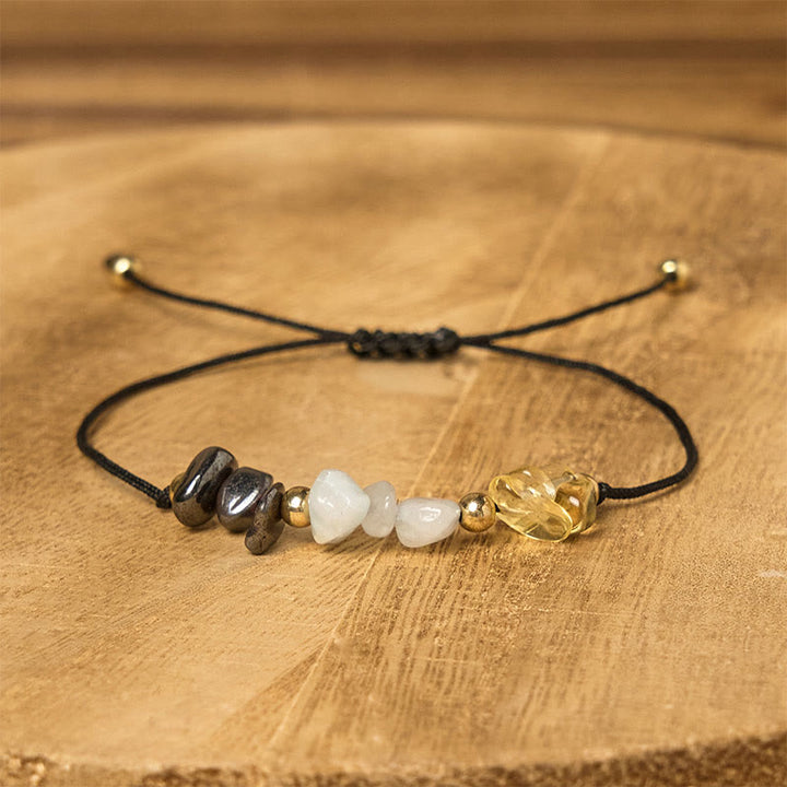 Buddha Stonesシトリン グリーンアベンチュリン パイライト成就のロープカードブレスレット - image 2